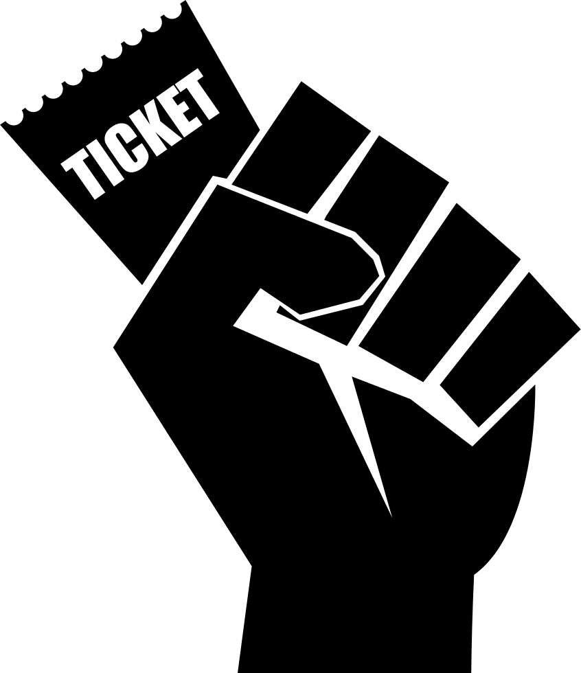 Raised Fist Holding Tickets Graphic