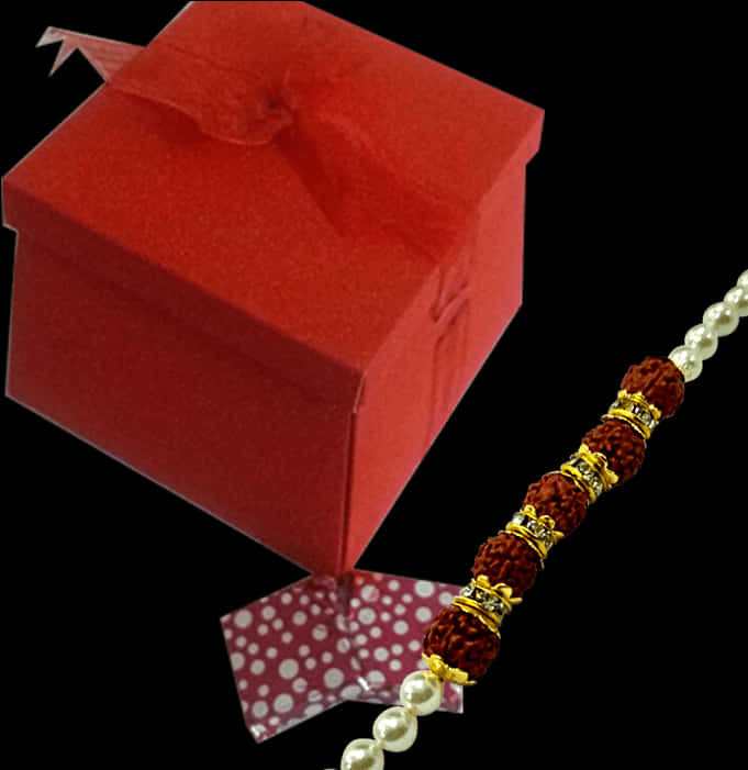 Rakhi Festival Red Gift Boxand Decorated Rakhi