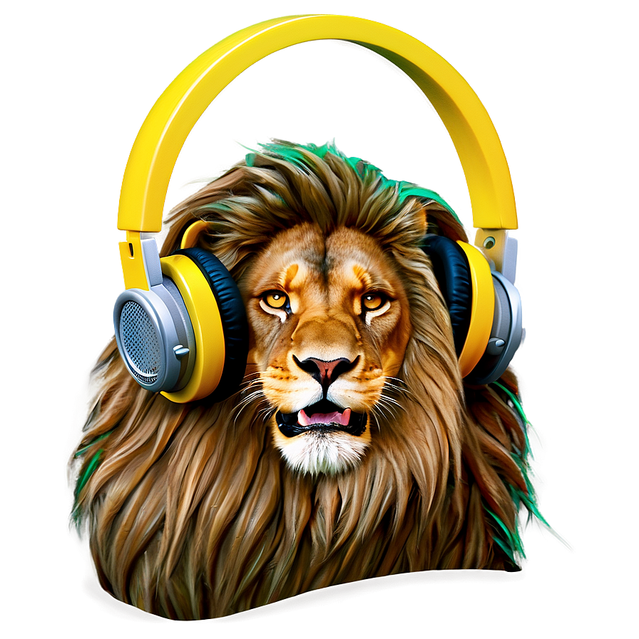 Rasta Lion With Headphones Png Bla