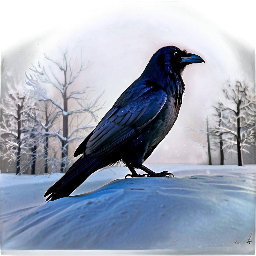 Raven In Snow Landscape Png 92