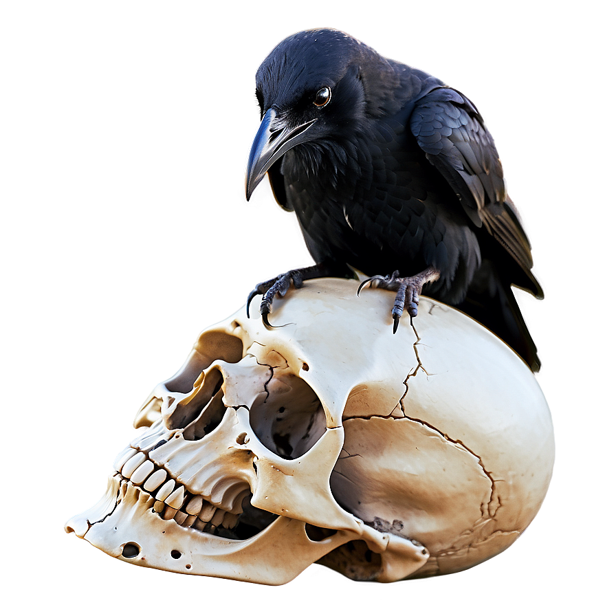 Raven Perched On Skull Png Dtc