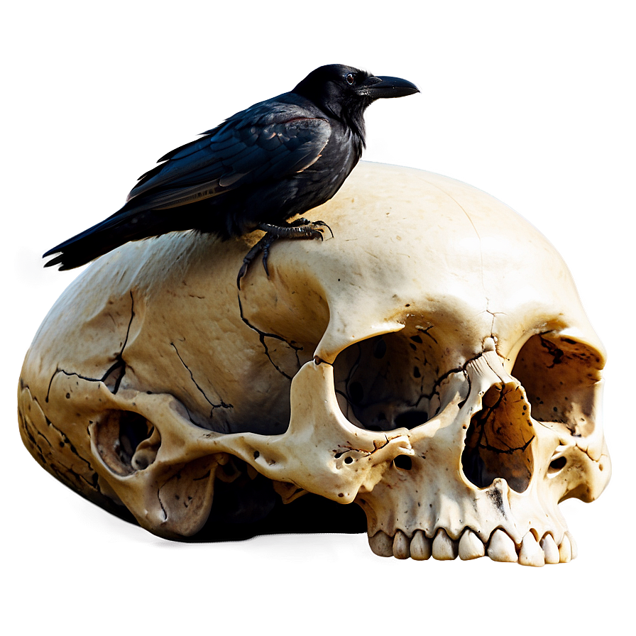 Raven Perched On Skull Png Iyd1