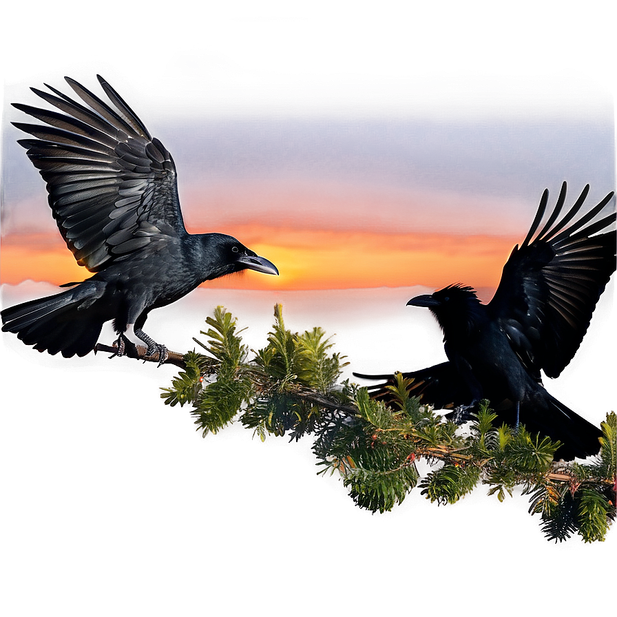 Ravens Flock At Sunset Png 06122024