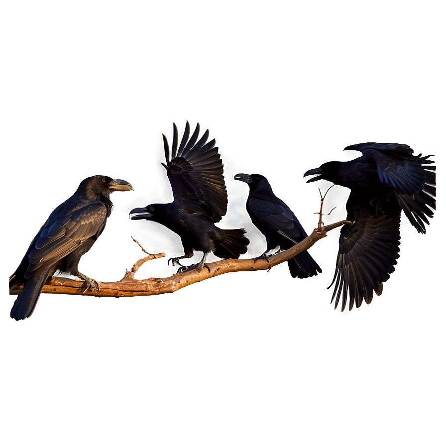 Ravens Flock At Sunset Png 86