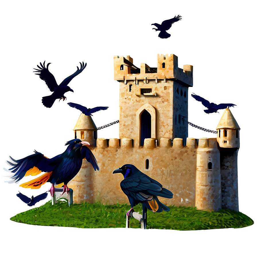 Ravens Surrounding Castle Png Qne