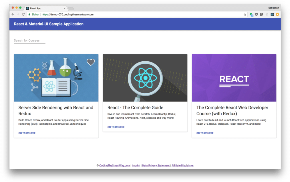 React Material U I Course Platform Screenshot