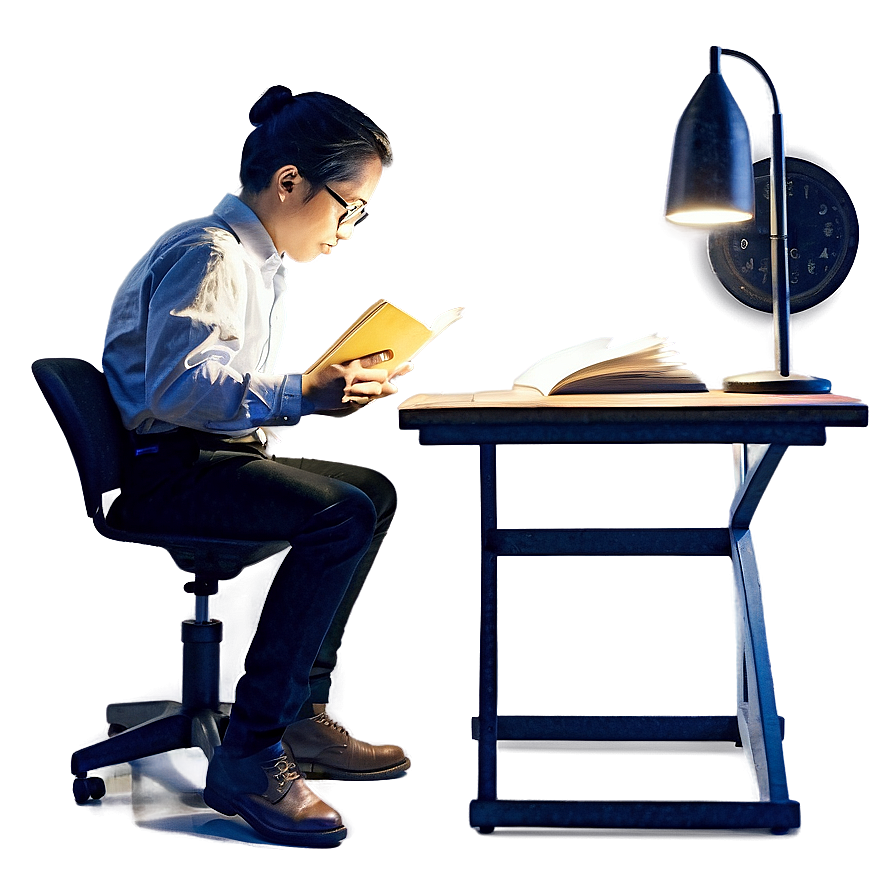 Reading Book At Desk Png 29