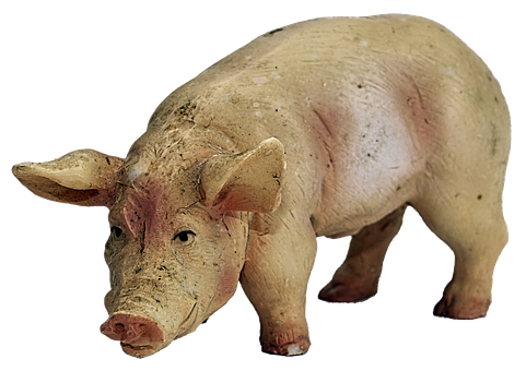 Realistic Pig Figurineon Black Background