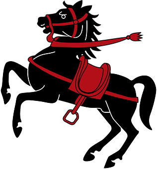 Red Accented Horse Line Art