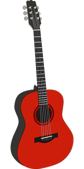 Red Acoustic Guitar Illustration