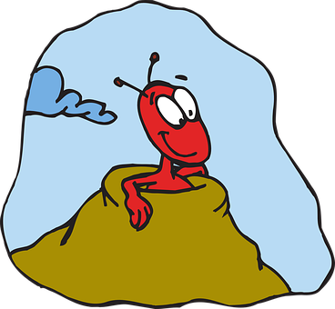 Red Ant Cartoon On Hill