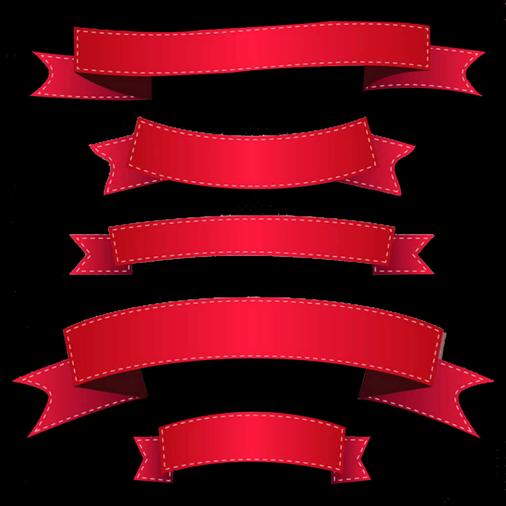 Red Banner Ribbons Set