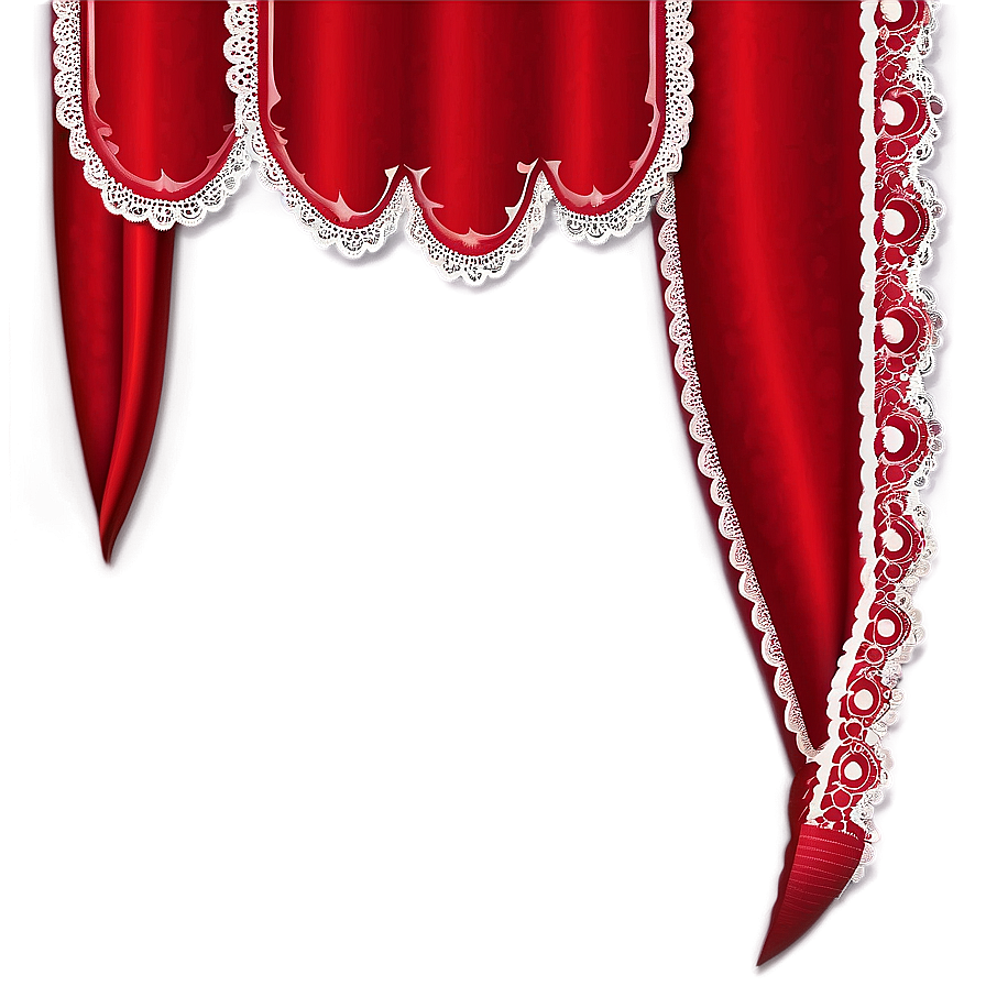 Red Banner With Lace Edge Png 30