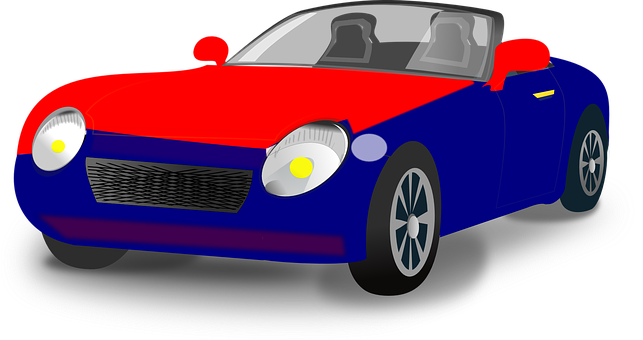 Red Blue Sports Car Illustration