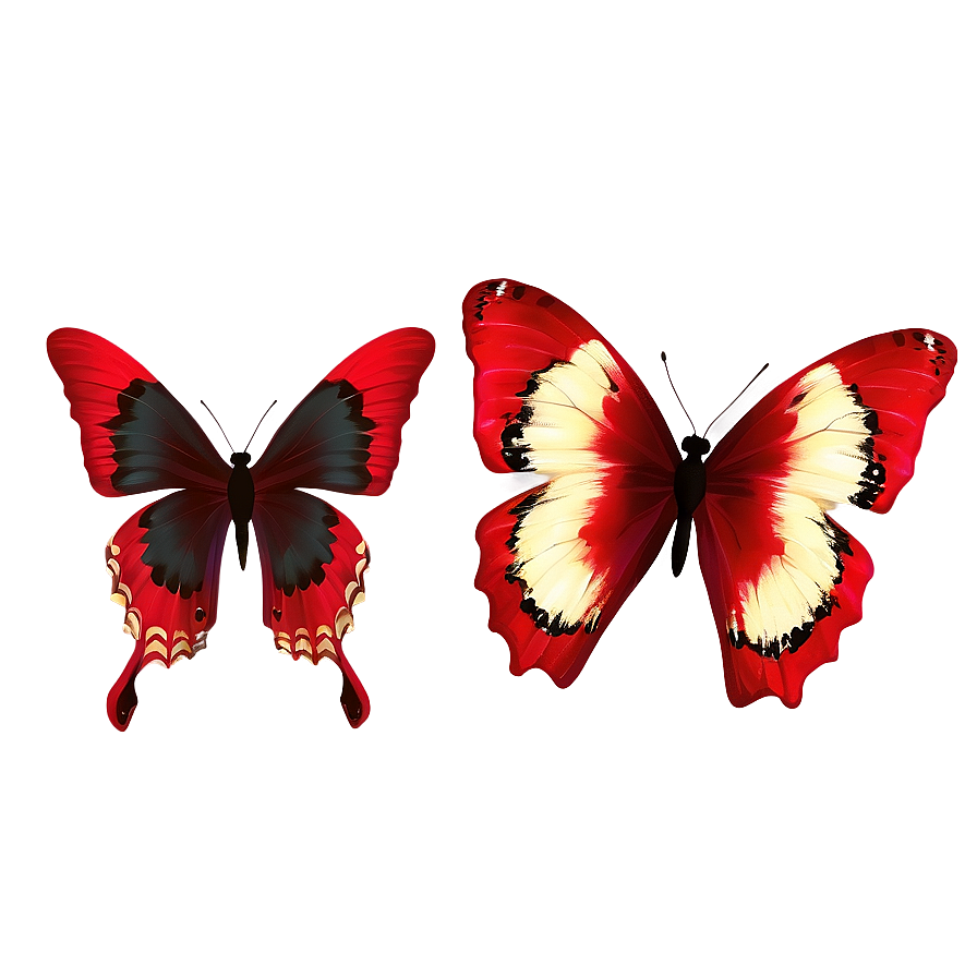 Red Butterflies Png 05232024