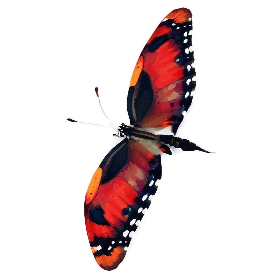 Red Butterfly Close-up Png Wqw