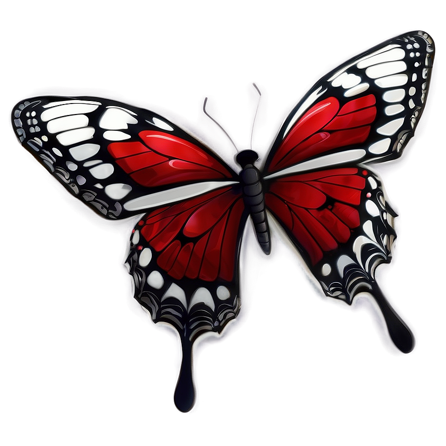 Red Butterfly Illustration Png 06122024