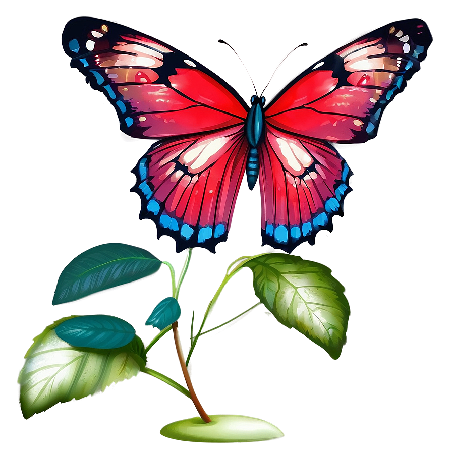 Red Butterfly In Garden Png Bix86