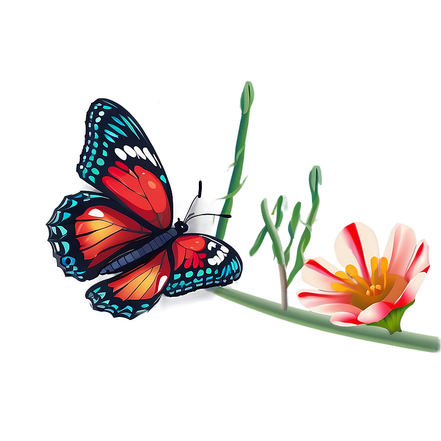 Red Butterfly In Garden Png Nqw56