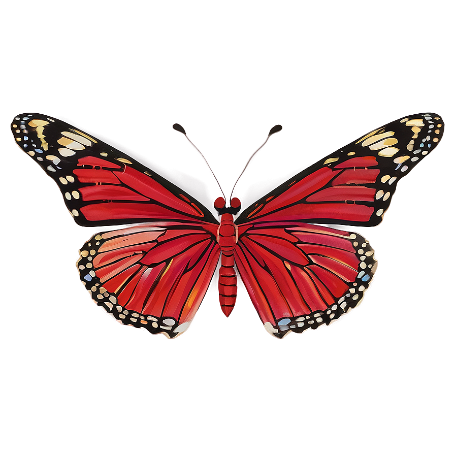 Red Butterfly Mural Png 06122024