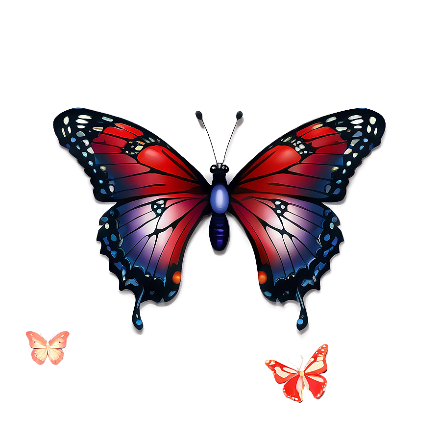 Red Butterfly Mural Png 06122024