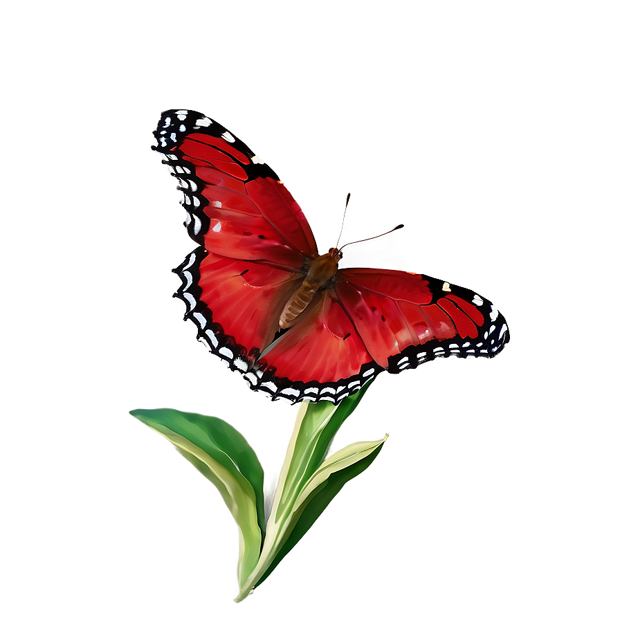 Red Butterfly On Flower Png 06122024