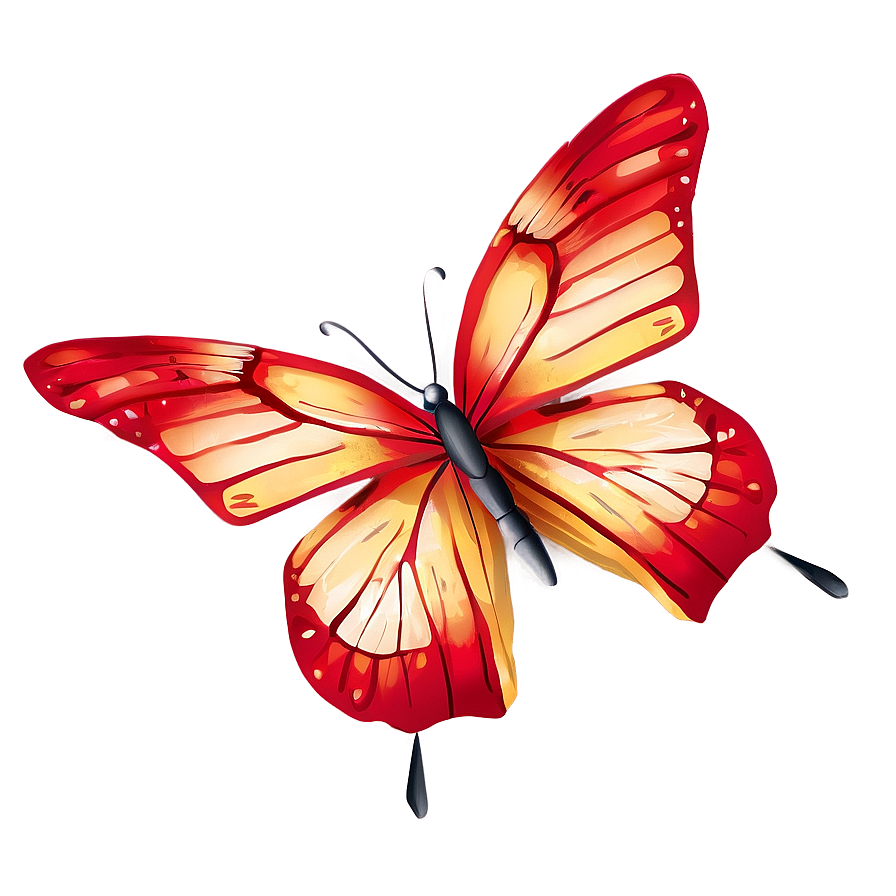 Red Butterfly Side View Png 59