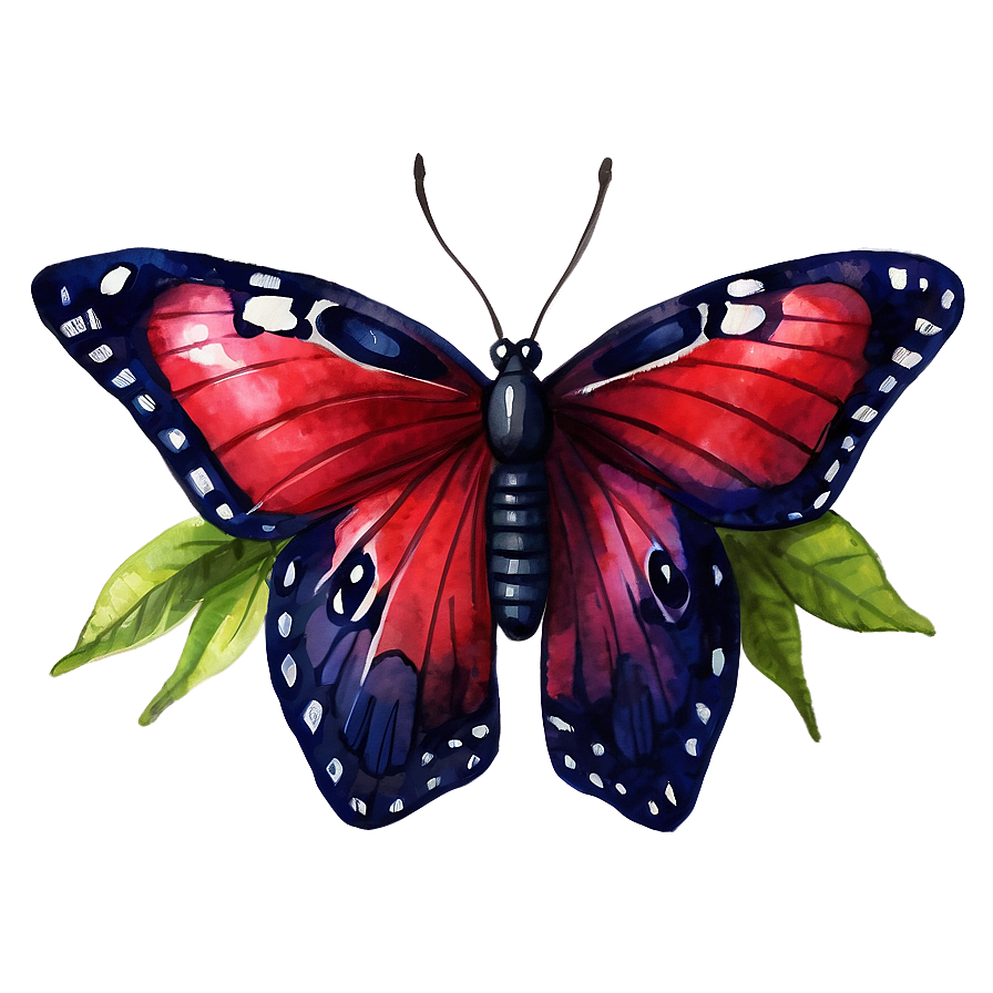 Red Butterfly Watercolor Png 06122024