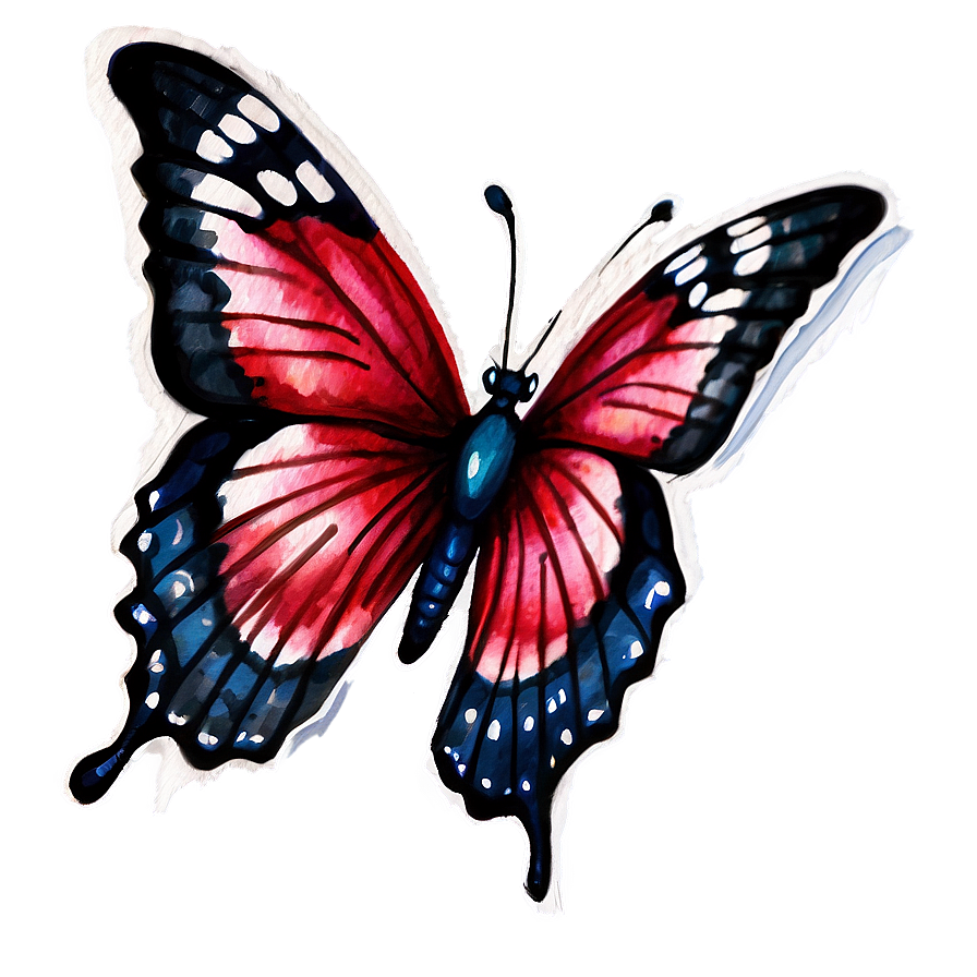 Red Butterfly Watercolor Png Kmp