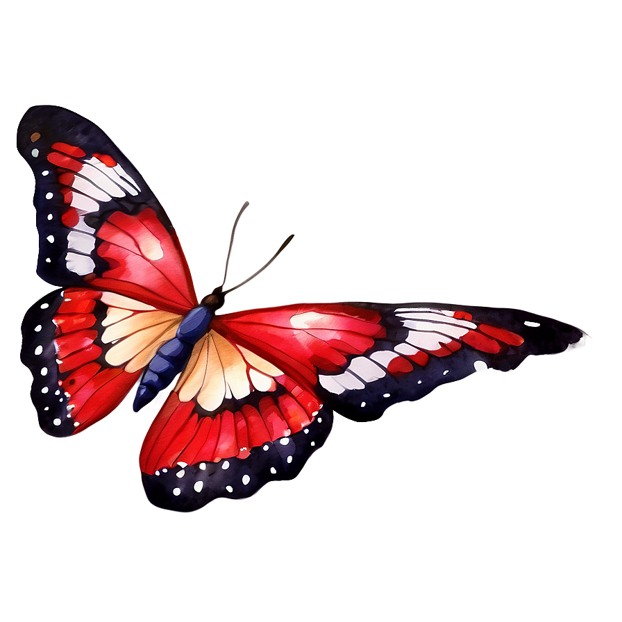 Red Butterfly Watercolor Png Pug40