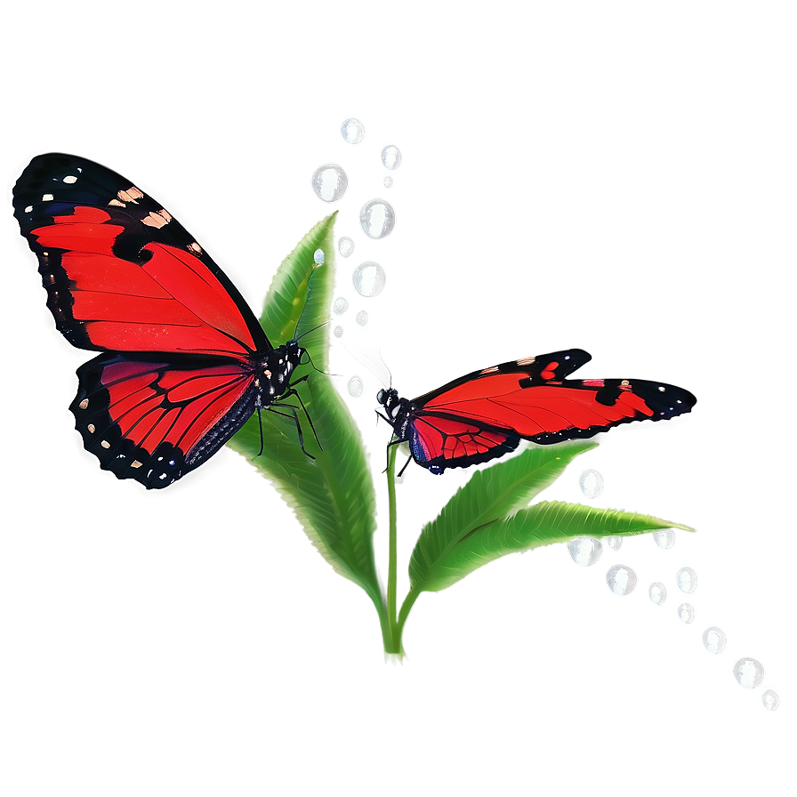 Red Butterfly With Dew Png 06122024