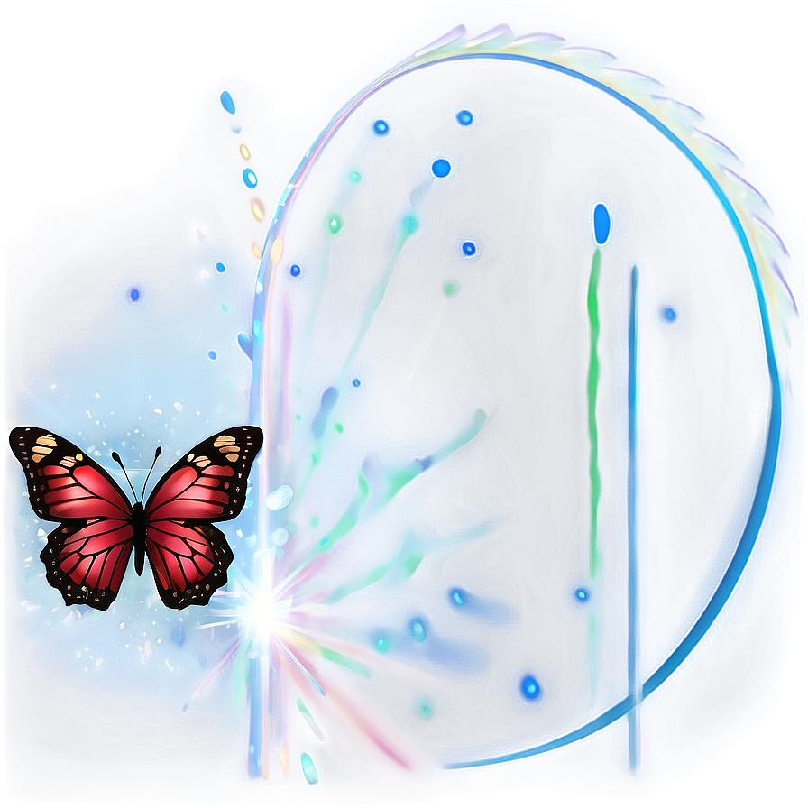 Red Butterfly With Glitter Png 64