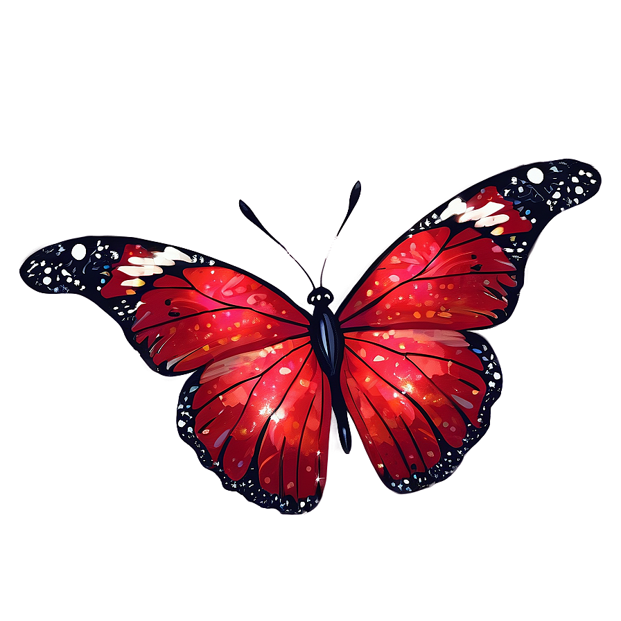 Red Butterfly With Glitter Png Efc43