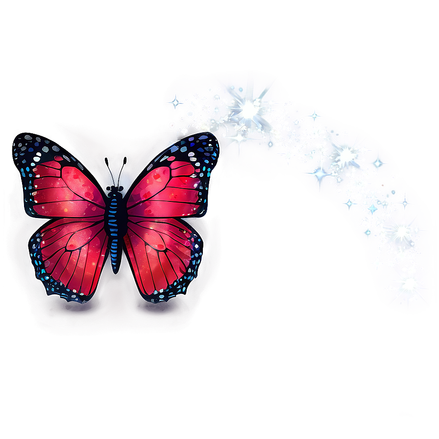 Red Butterfly With Glitter Png Gqk