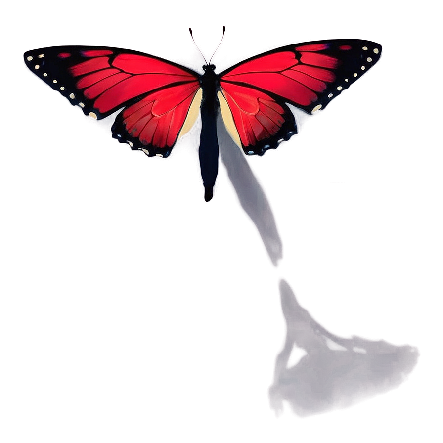 Red Butterfly With Shadows Png 43