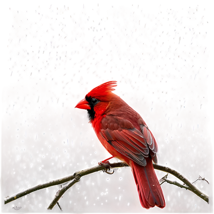 Red Cardinal In The Rain Png Exy