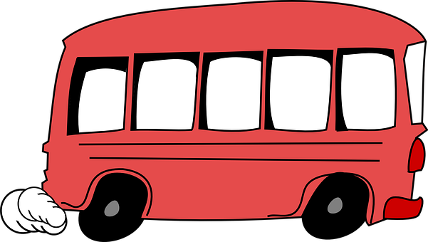 Red Cartoon Bus Vector Illustration