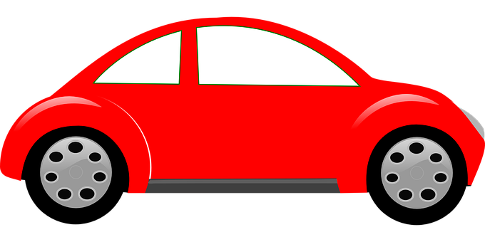 Red Cartoon Car Side View