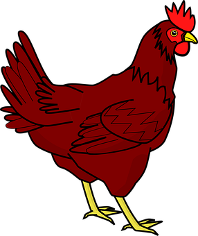 Red Cartoon Chicken Illustration