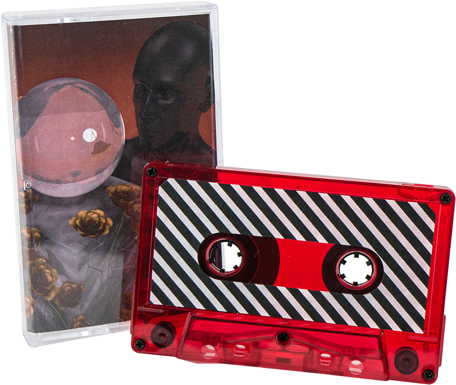 Red Cassette Tapewith Striped Labeland Case