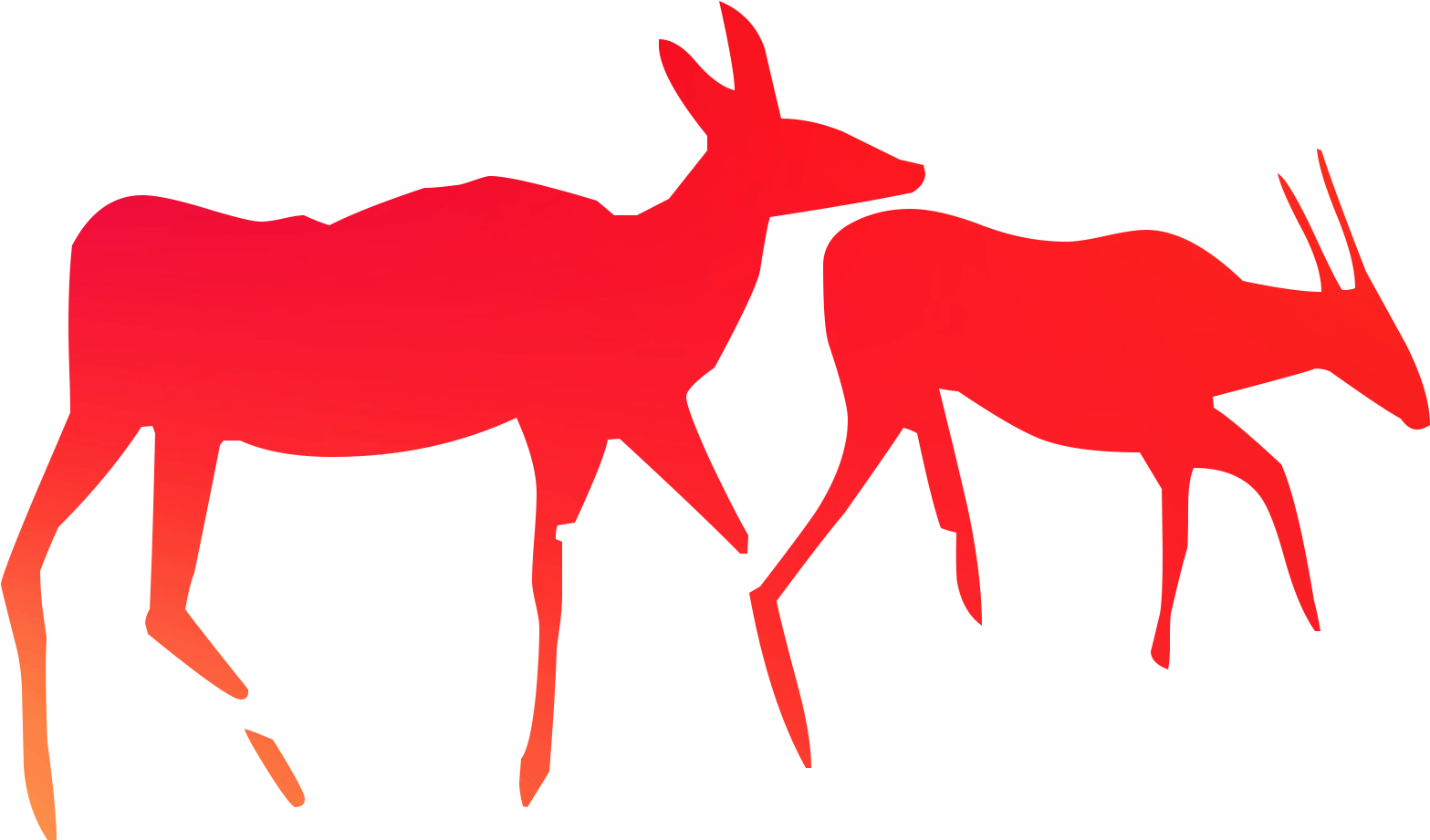 Red Cave Painting Deer Silhouettes