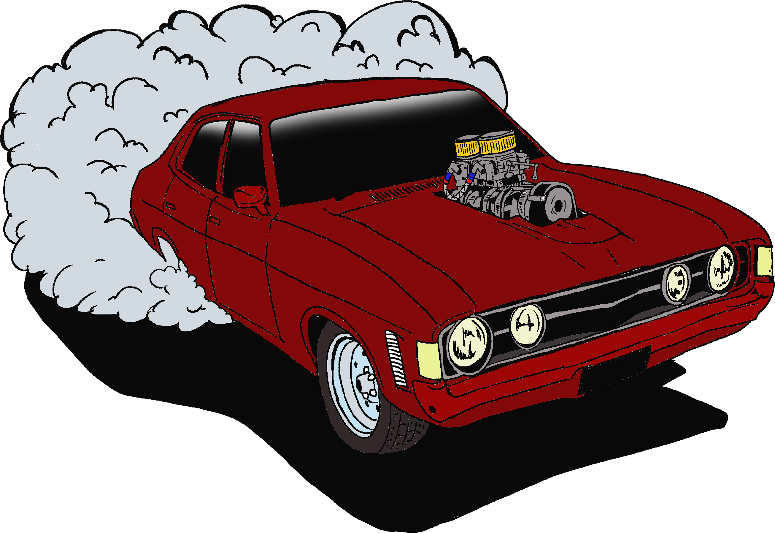 Red Classic Muscle Car Illustration