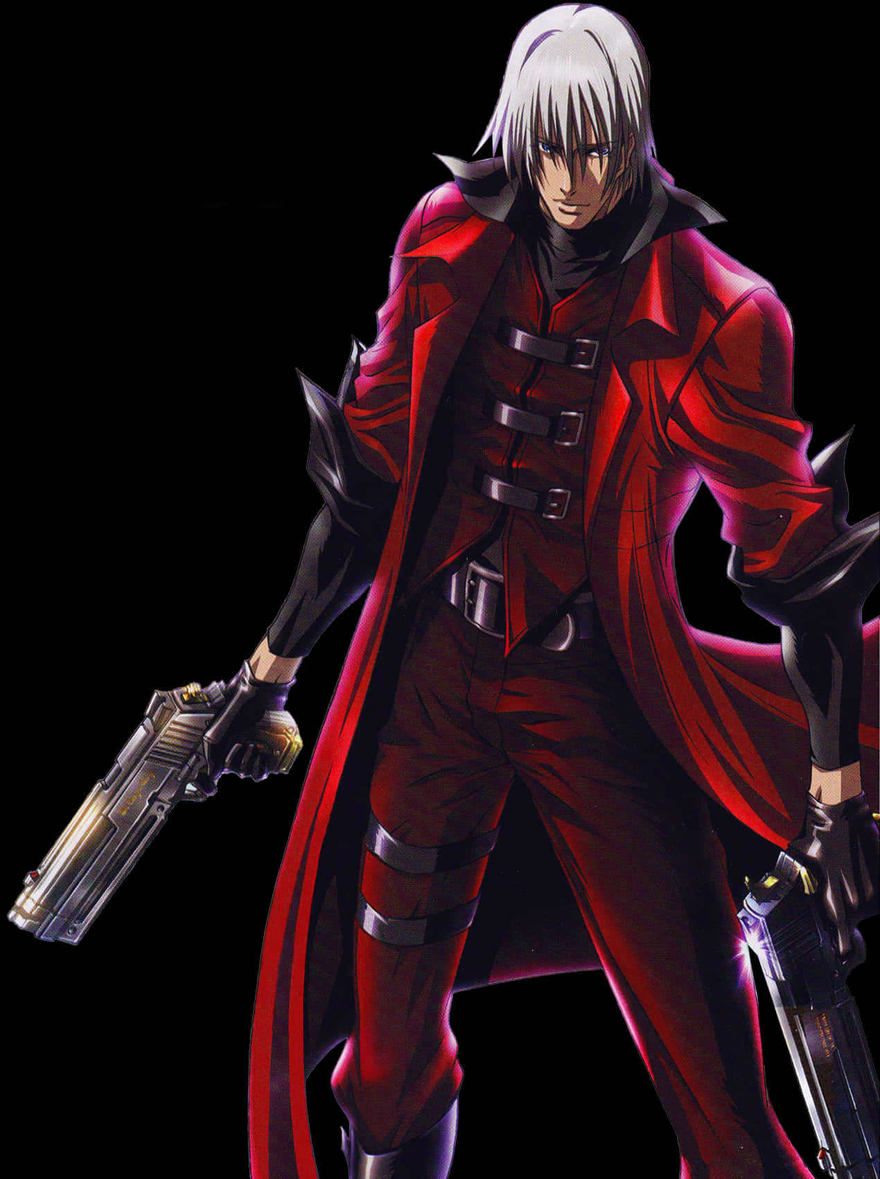 Red Coated Gun Wielding Anime Character