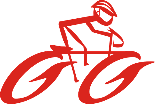 Red Cyclist Silhouette Graphic