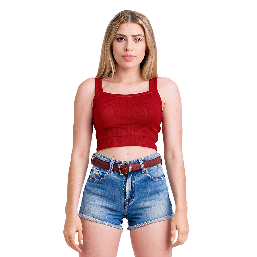 Red Denim Jorts Png 53