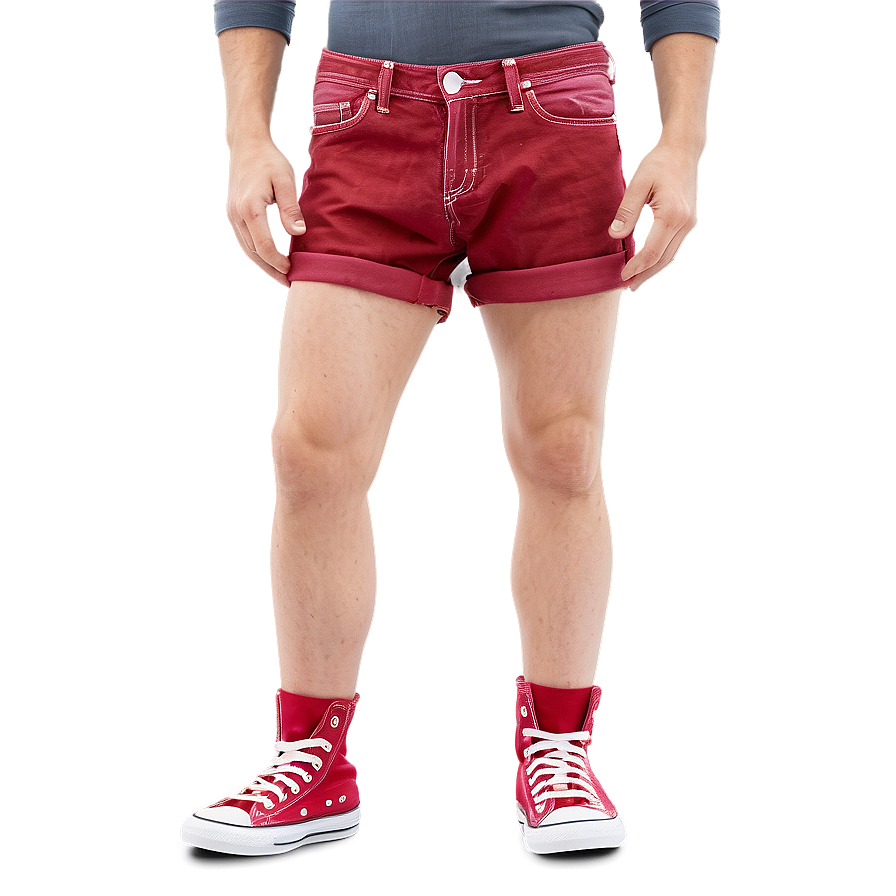 Red Denim Jorts Png Auw69