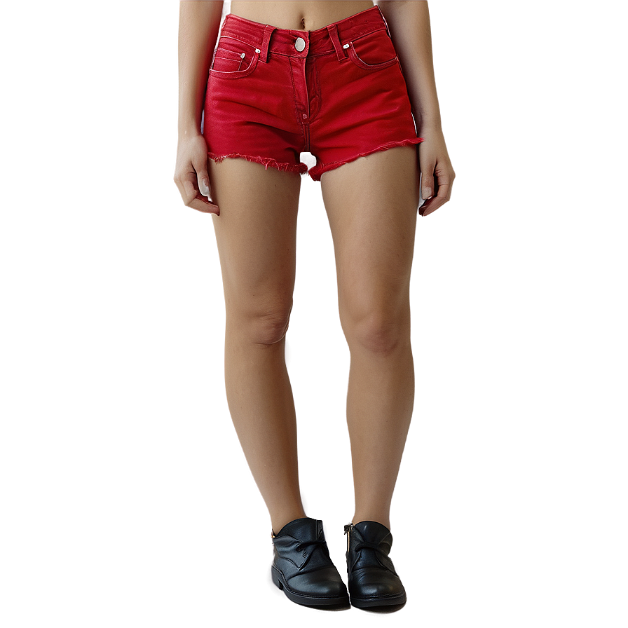 Red Denim Jorts Png Dej94