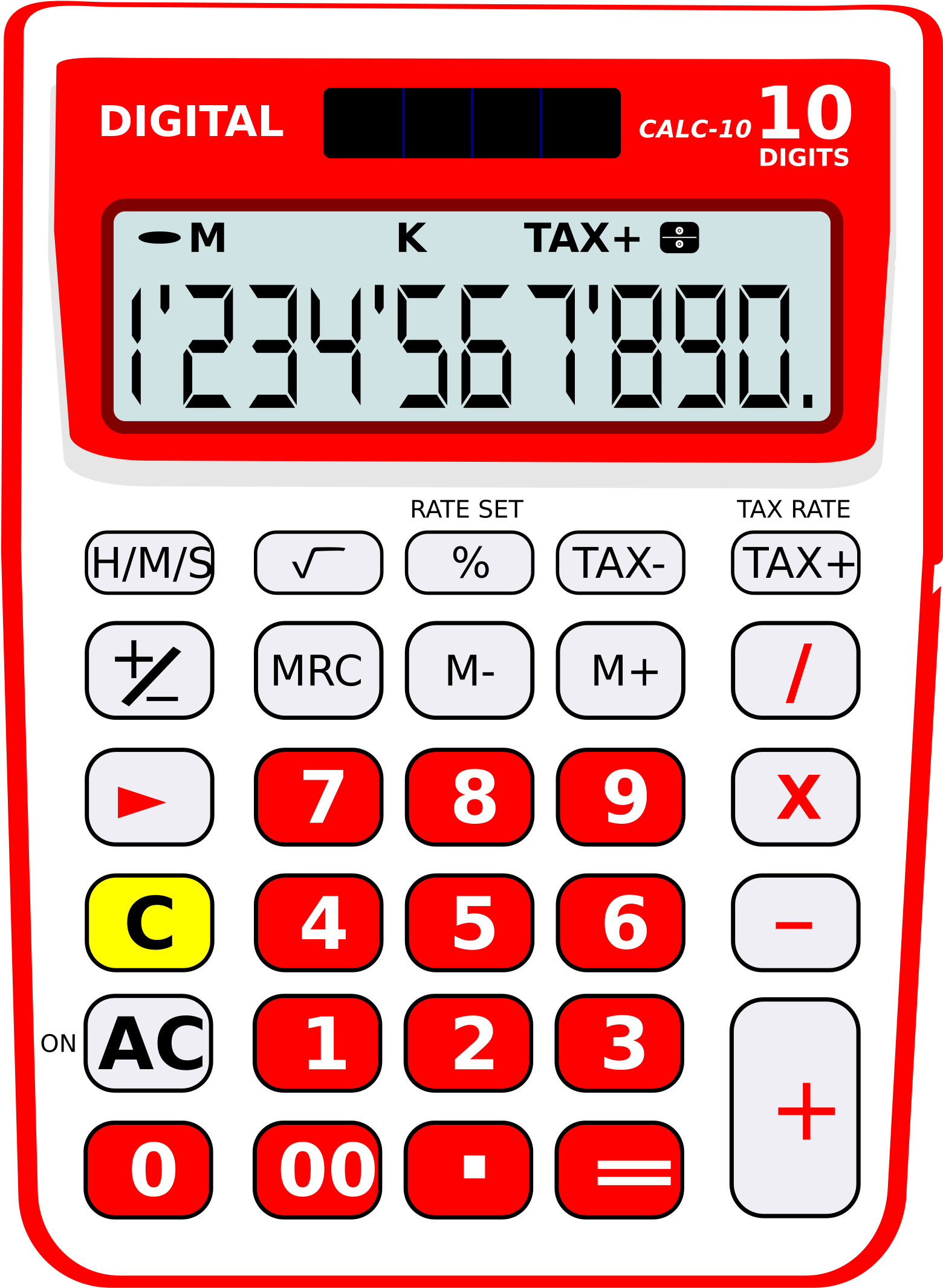 Red Digital Calculator Displaying Numbers