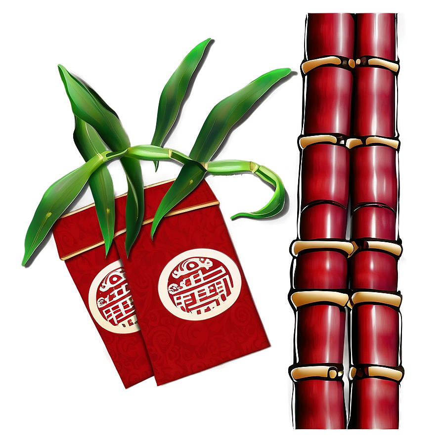 Red Envelope With Bamboo Design Png Xno84