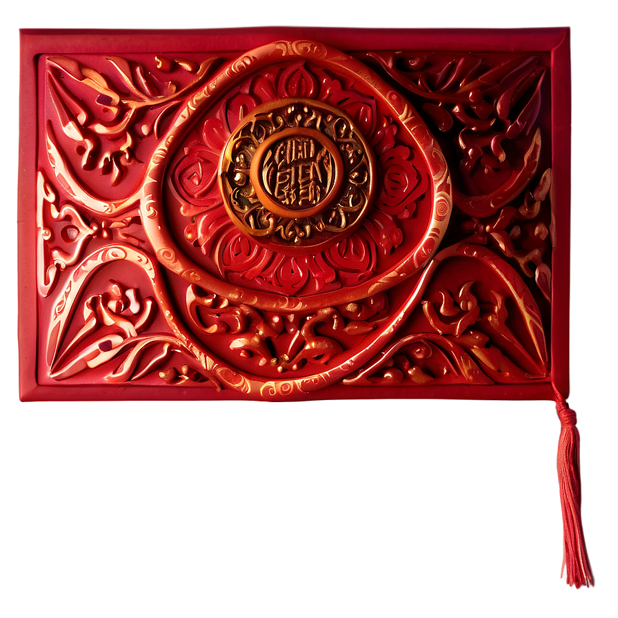 Red Envelope With Embossed Design Png Knq